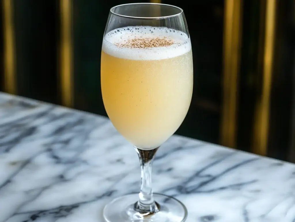 A refreshing Hugo Spritz cocktail in a large stemmed glass, garnished with fresh mint leaves and a lime wedge, surrounded by ingredients like Prosecco, elderflower liqueur, and soda water.