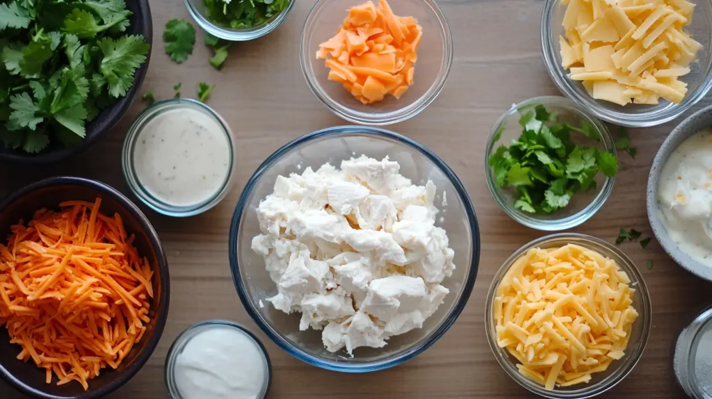 Ingredients of Buffalo Chicken Dip