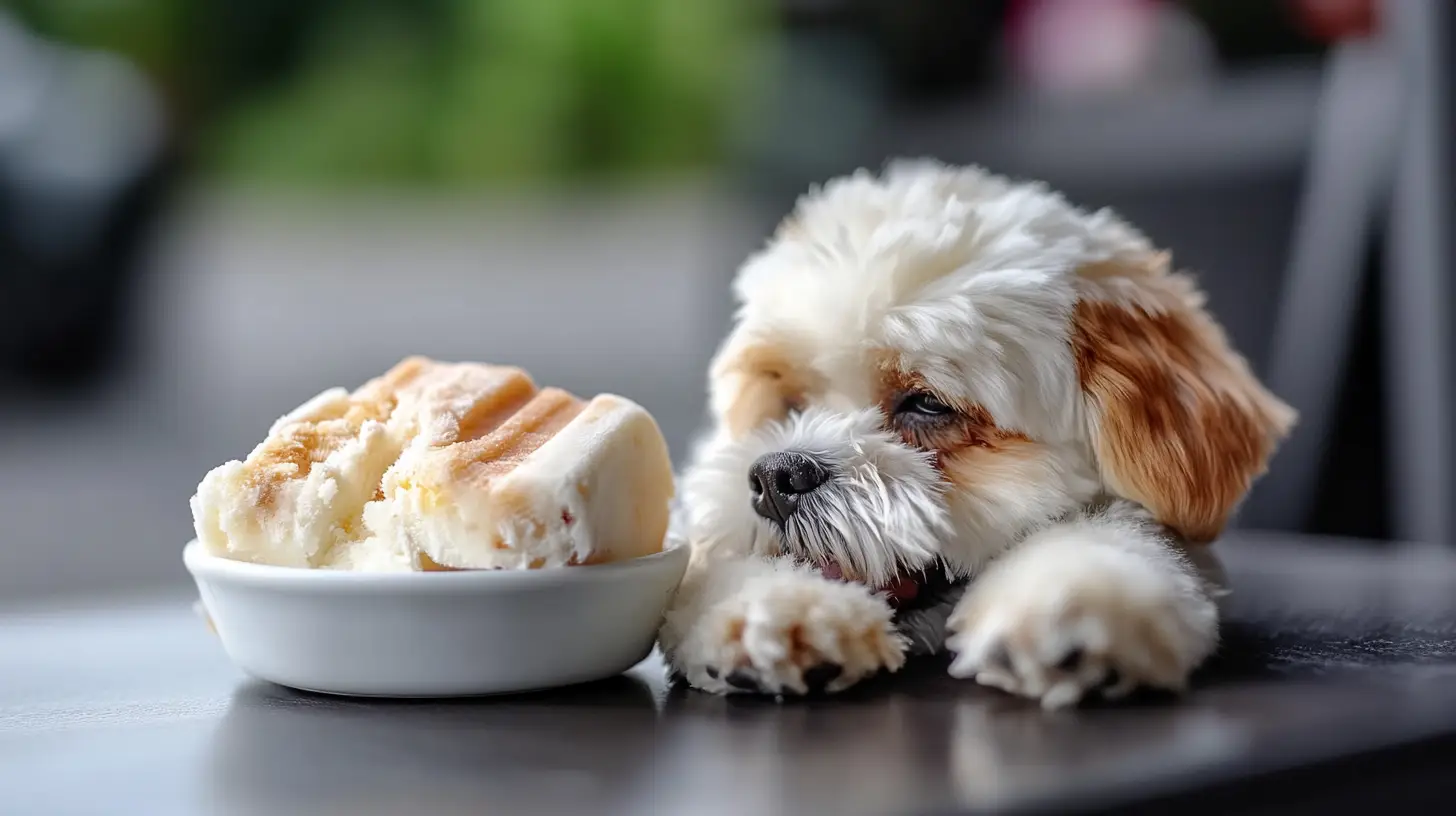 A variety of homemade pupsicles in silicone molds, featuring dog-friendly ingredients like peanut butter, blueberries, and yogurt, perfect for keeping dogs cool in summer.