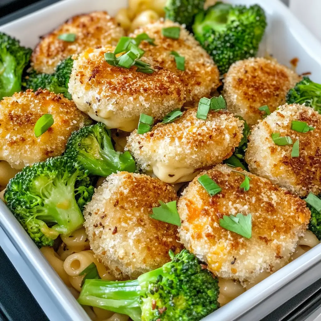 Mac and Cheese Bites with Roasted Broccoli