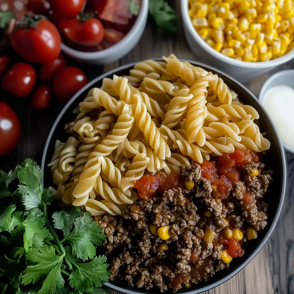 One-Pot Taco Pasta Ingredients
