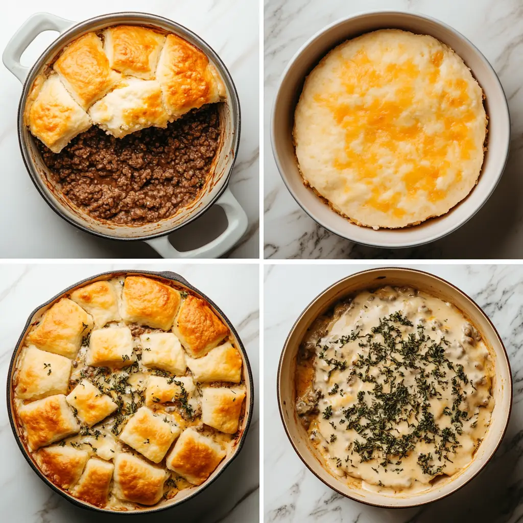 Cheeseburger Biscuit Casserole instructions