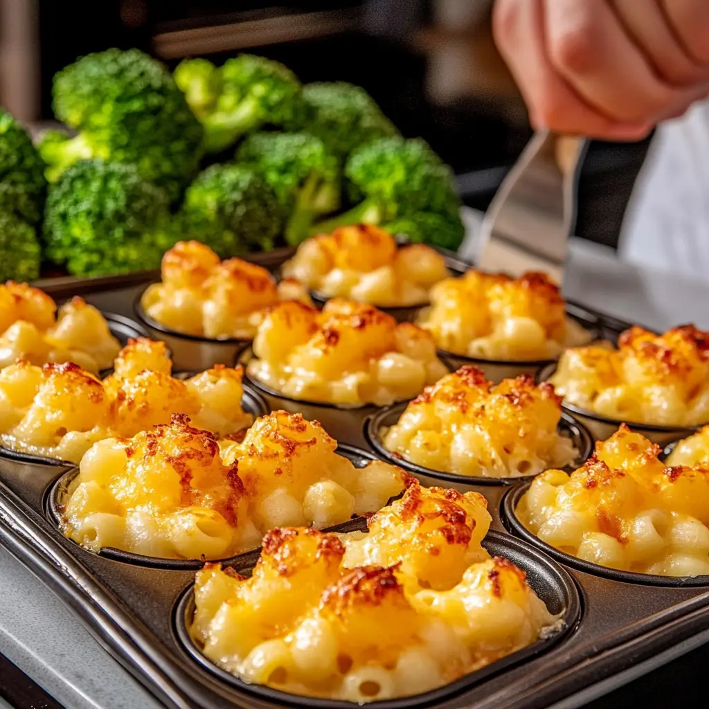 Mac and Cheese Bites with Roasted Broccoli Instructions