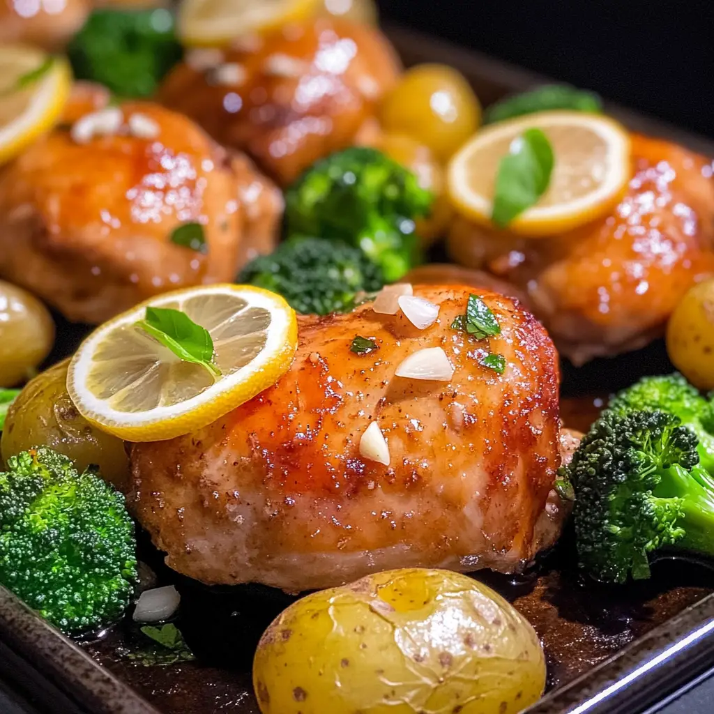 Lemon Garlic Chicken with Broccoli and Potatoes
