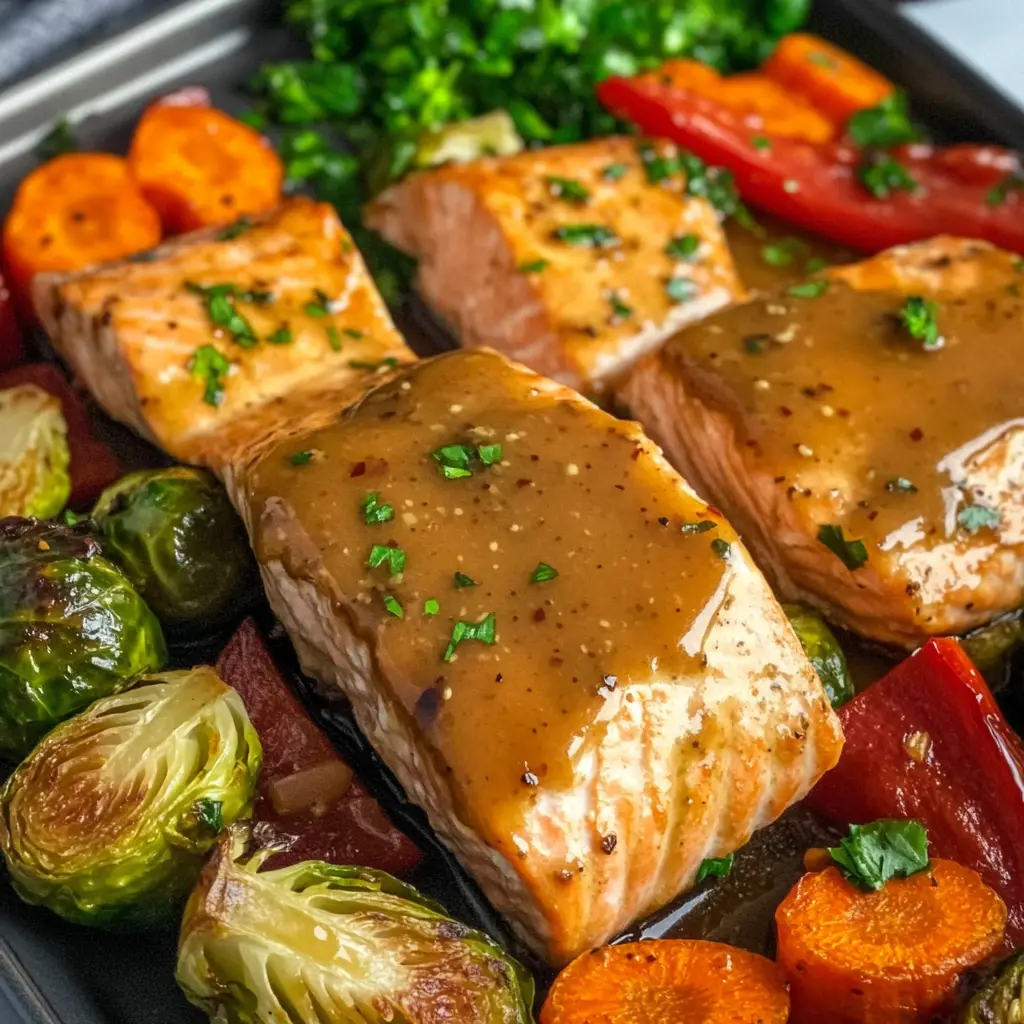 Maple Dijon Glazed Salmon with Roasted Vegetables