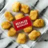 chicken nugget package with a recall alert.
