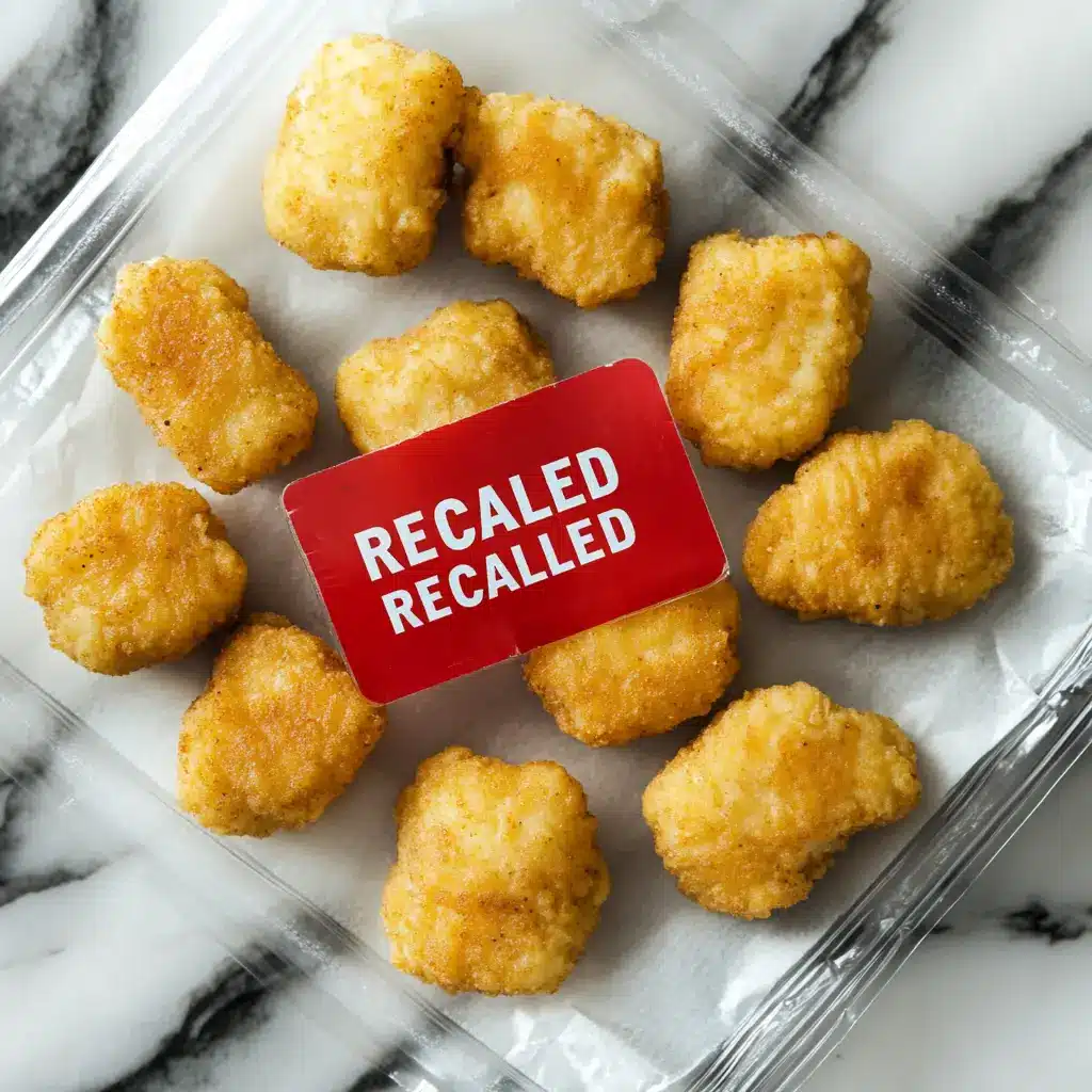 chicken nugget package with a recall alert.
