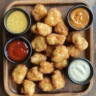 Crispy homemade chicken nuggets made with ground chicken, served with dipping sauces.
