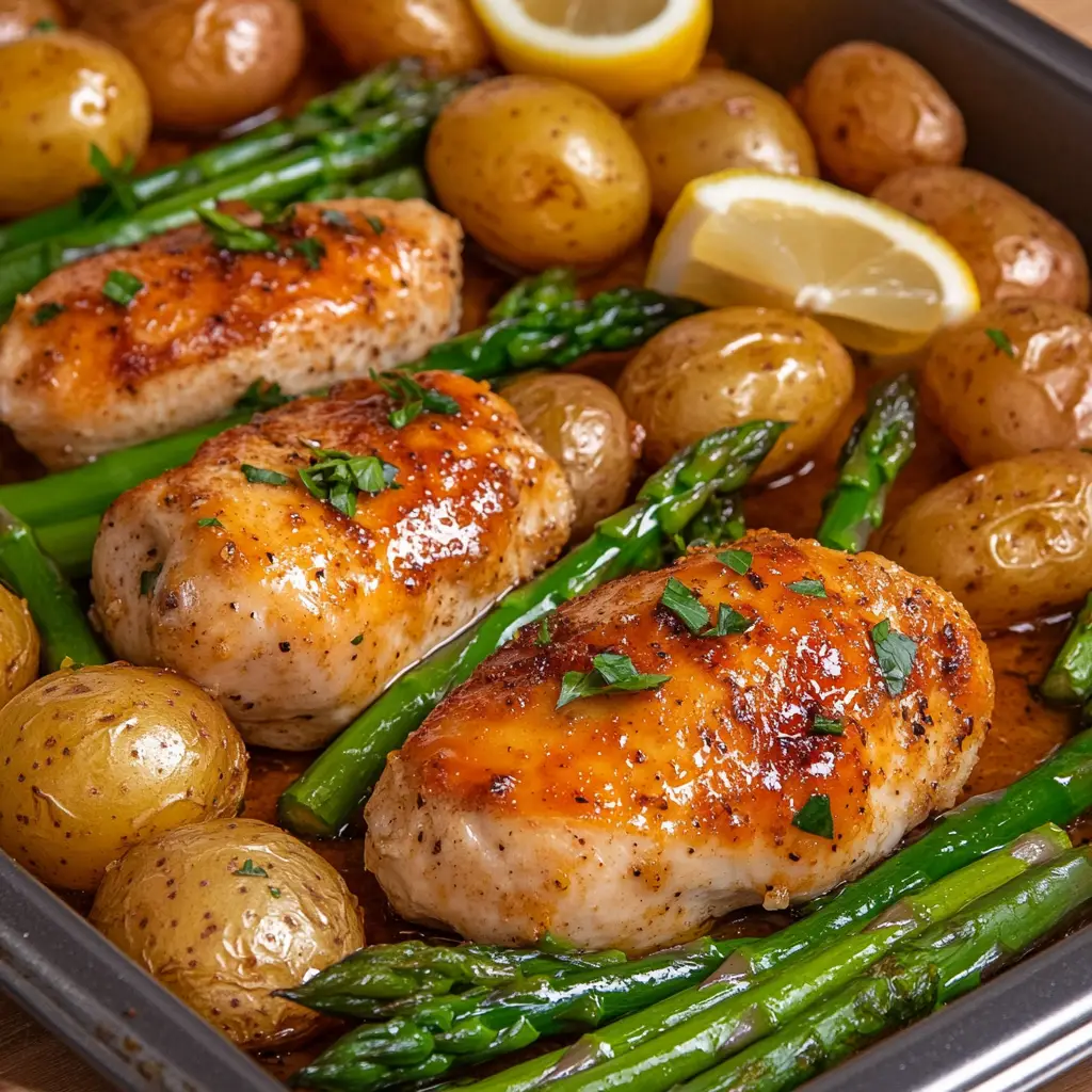 Lemon Garlic Chicken with Asparagus and Potatoes