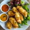 Crispy Trader Joe’s chicken nuggets with sauces and salad