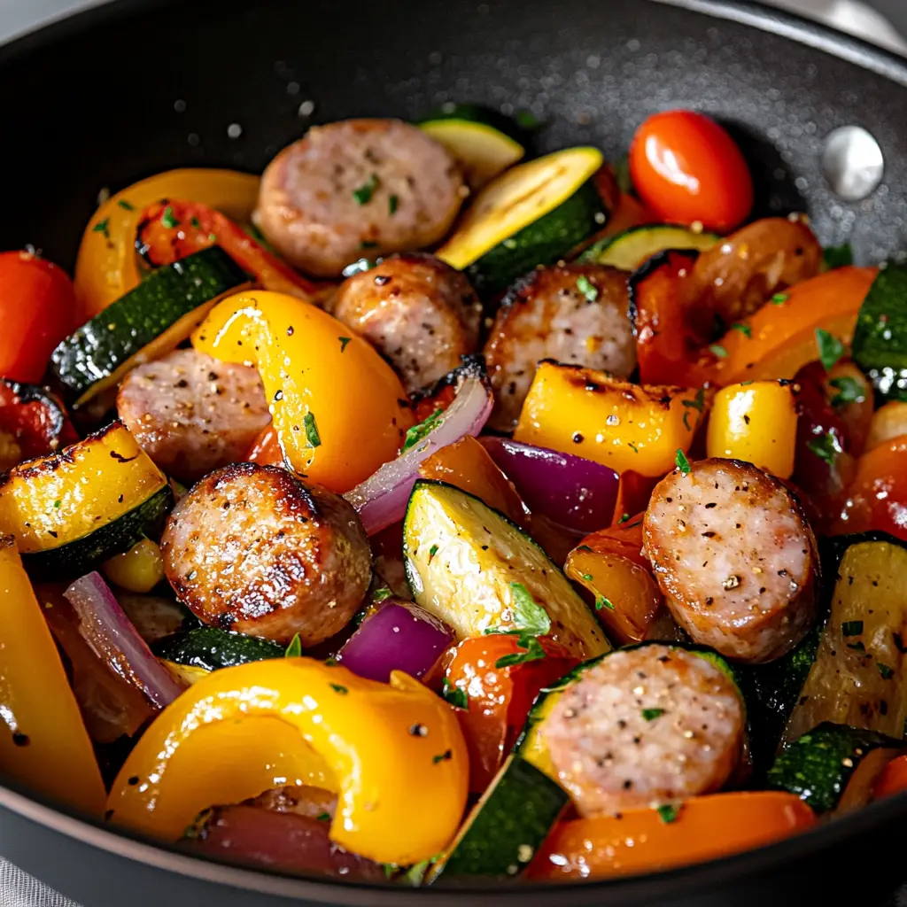 Turkey Sausage and Rainbow Veggies