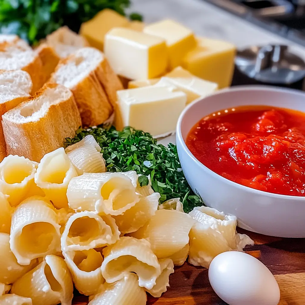 Cheese-Stuffed Pasta Shells and Garlic Bread ingredients