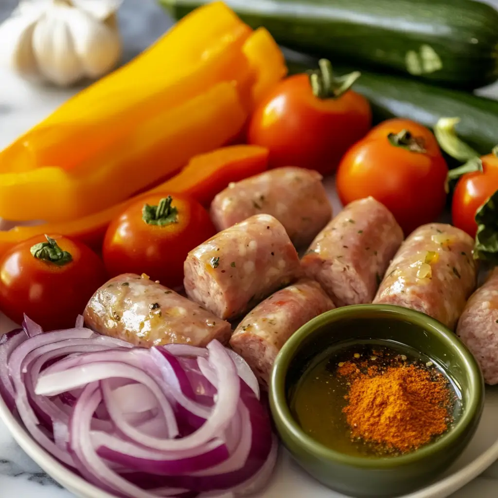 Turkey Sausage and Rainbow Veggies Ingredients
