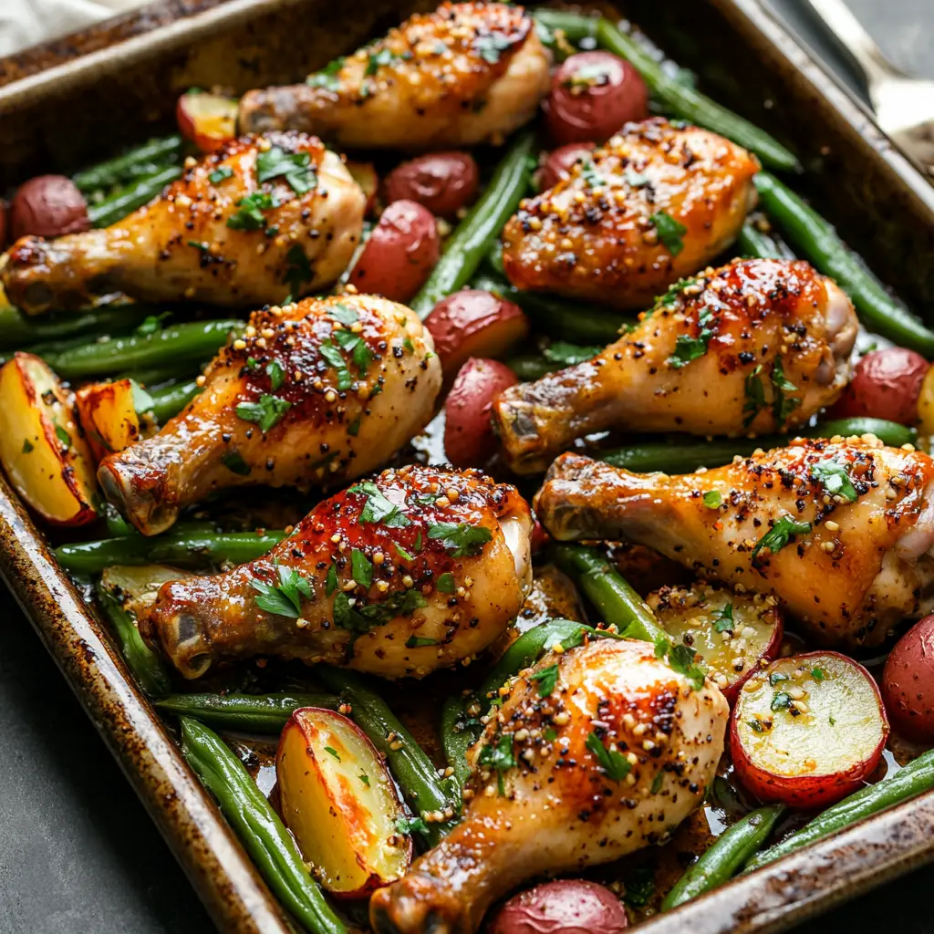 Honey Mustard Chicken with Red Potatoes and Green Beans