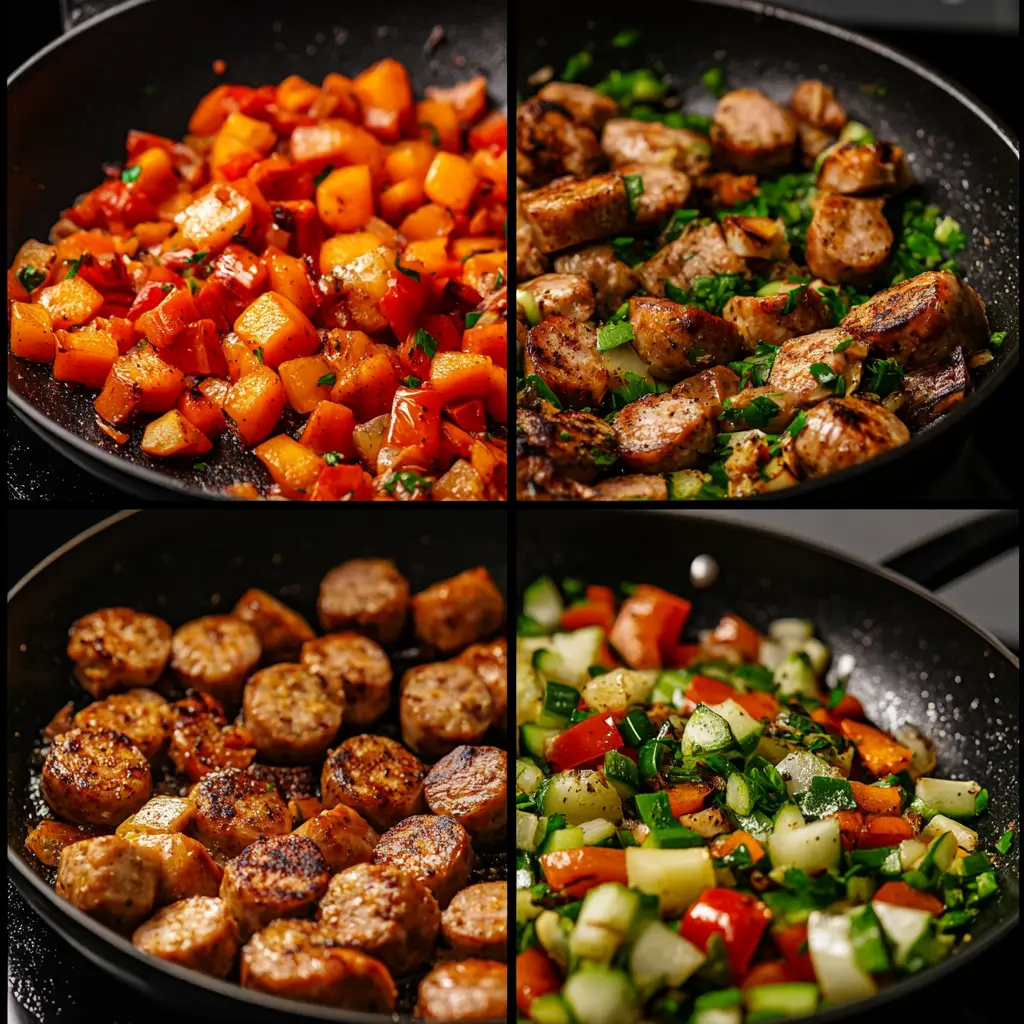 Turkey Sausage and Rainbow Veggies steps