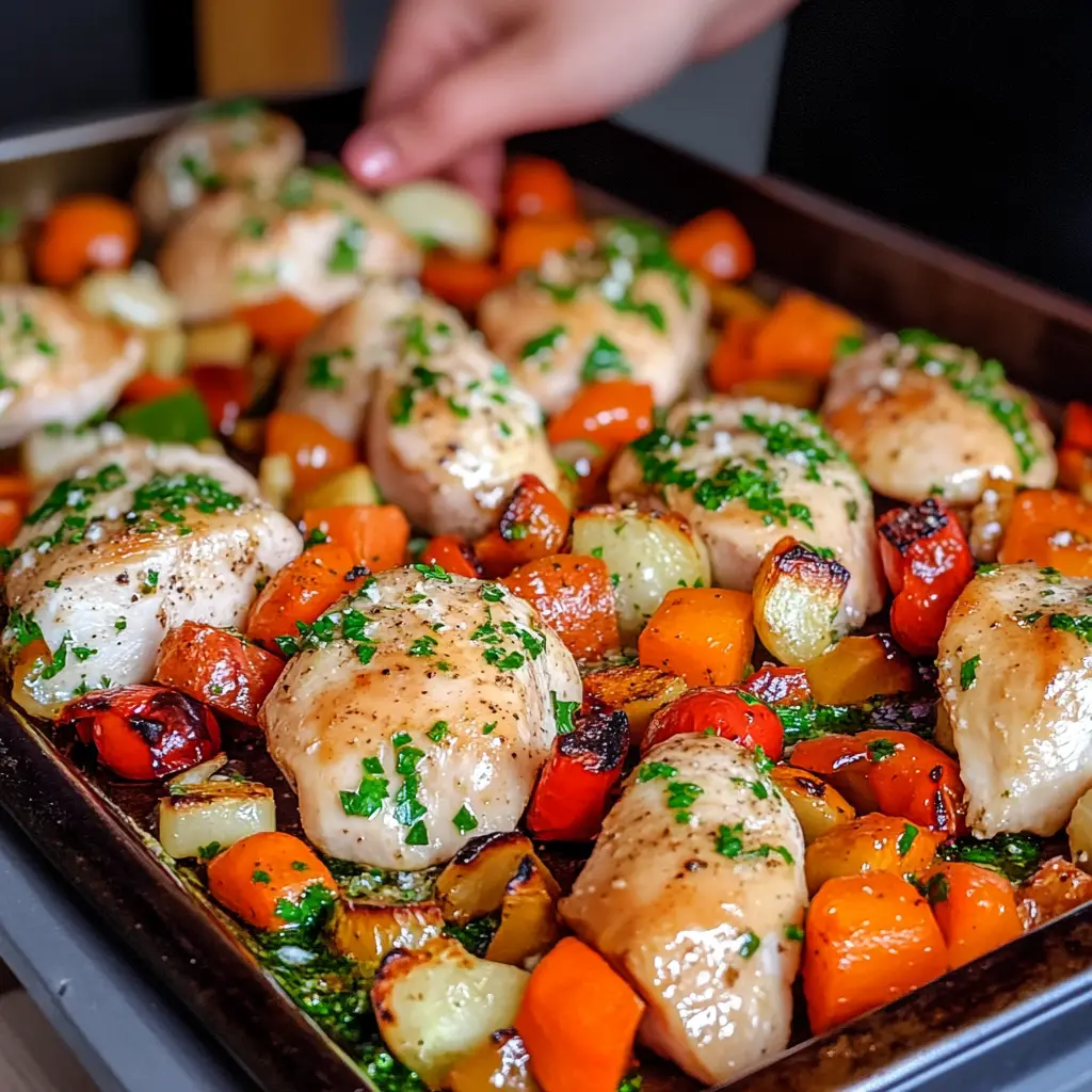 healthy sheet pan dinner preparation