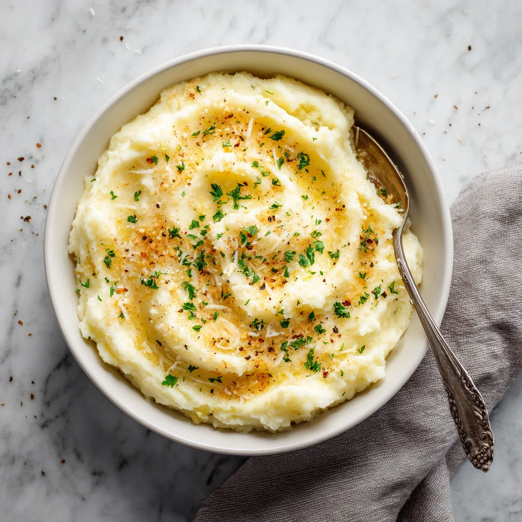 Cheesy Parmesan Garlic Mashed Potatoes
