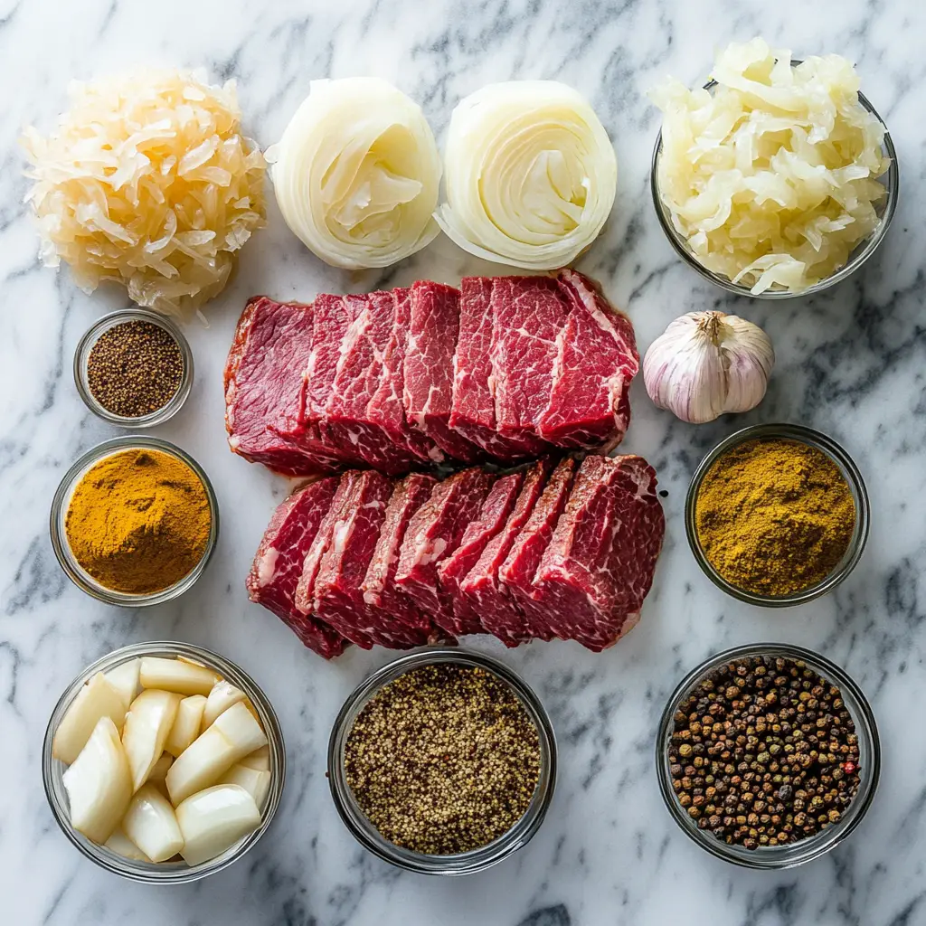 Corned Beef and Sauerkraut ingredients 