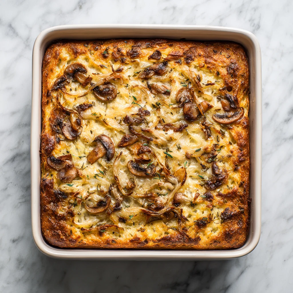 Mushroom-Onion Matzo Kugel