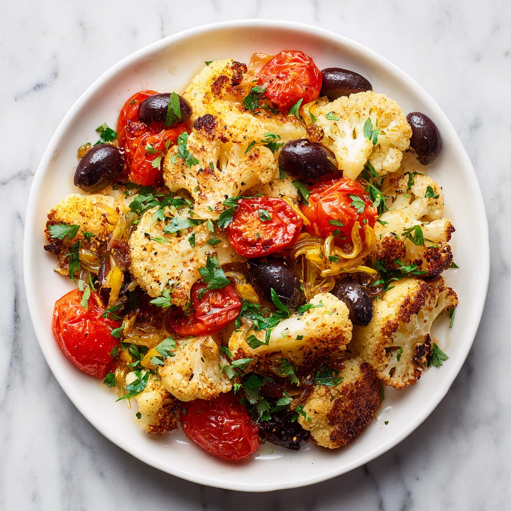 Roasted Cauliflower with Tomatoes & Olives