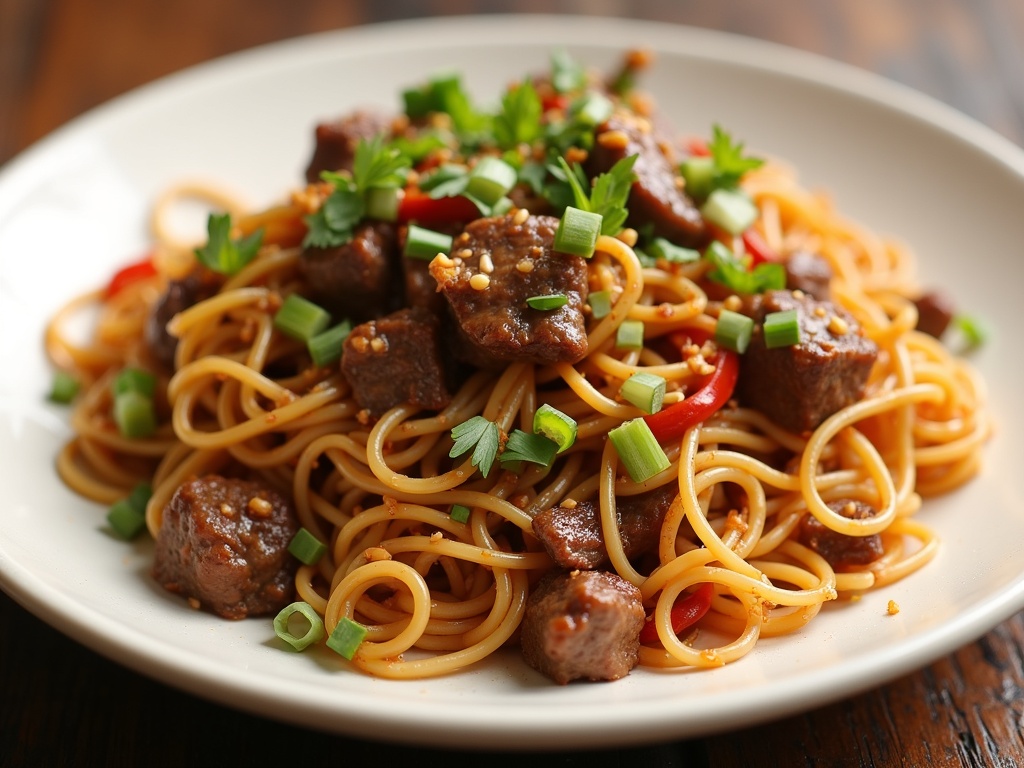 beef chow mein plate