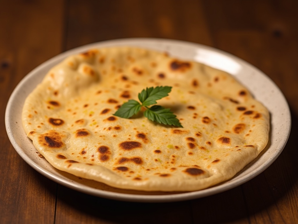 A stack of freshly made chapatis placed on a round plate, with golden-brown spots indicating they were cooked on a hot griddle, and a soft, fluffy texture suggesting they are warm and ready to eat.