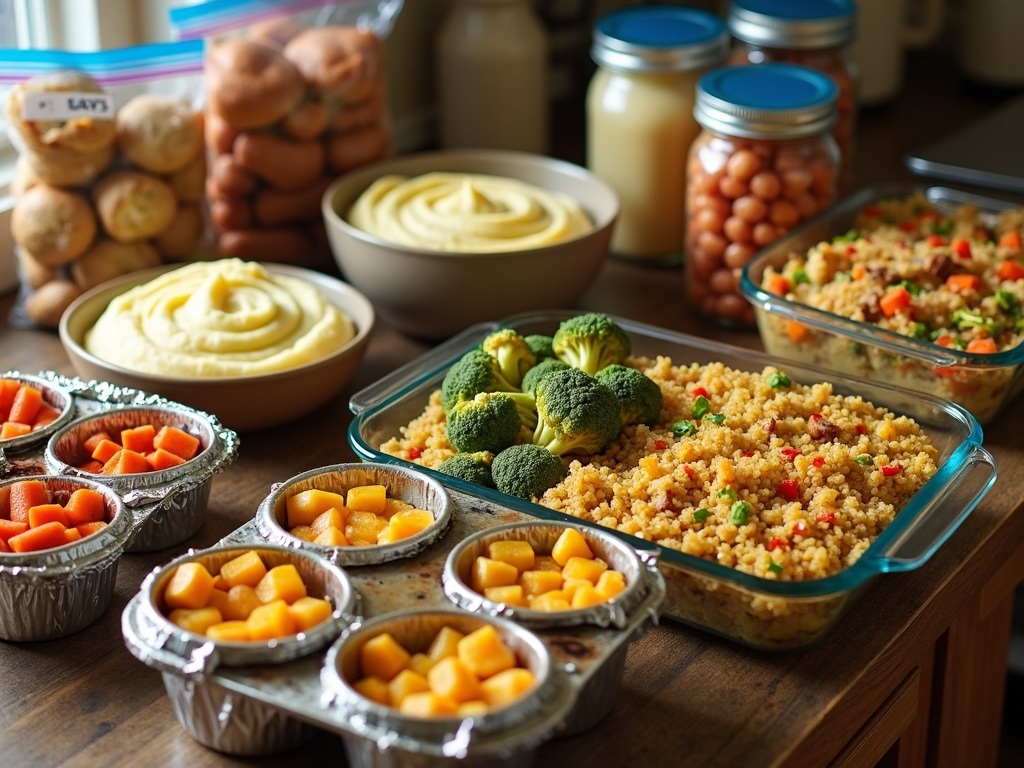 Freezer side dishes on the table.