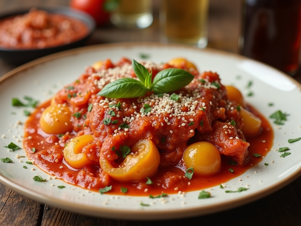 A variety of traditional Italian dishes displayed on a rustic wooden table, including a plate of spaghetti with tomato sauce and basil, a Margherita pizza with fresh mozzarella and tomatoes, a serving of creamy risotto, a bowl of minestrone soup, and a side of bruschetta topped with diced tomatoes and herbs.