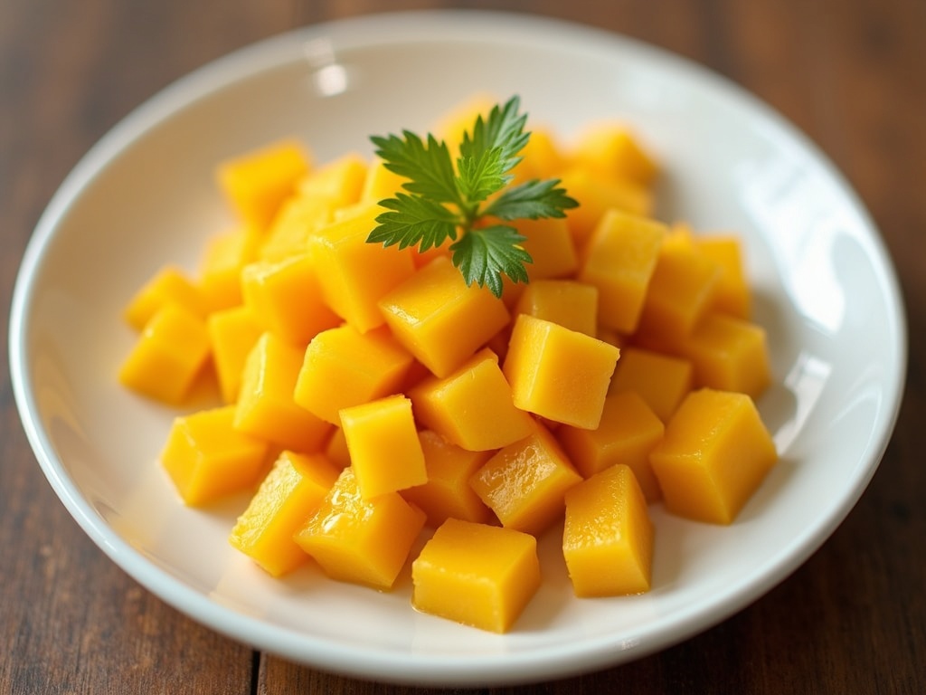 A vibrant mango salad featuring ripe yellow mango slices.