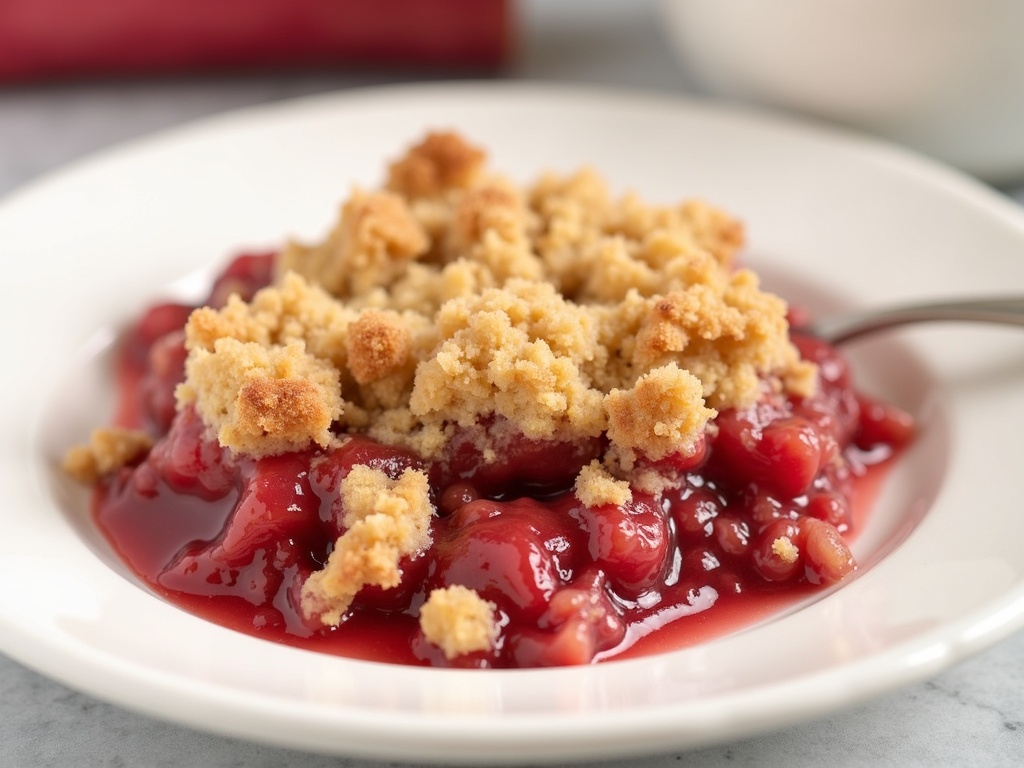 rhubarb crumble final plate Irresistible Homemade Rhubarb Crumble Recipe