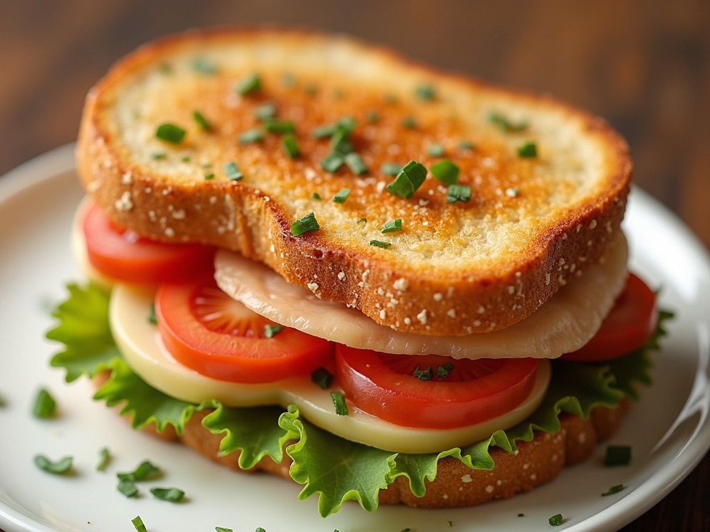 A toast sandwich with a slice of toasted bread placed between two slices of untoasted white bread, served on a white plate with a butter knife beside it.