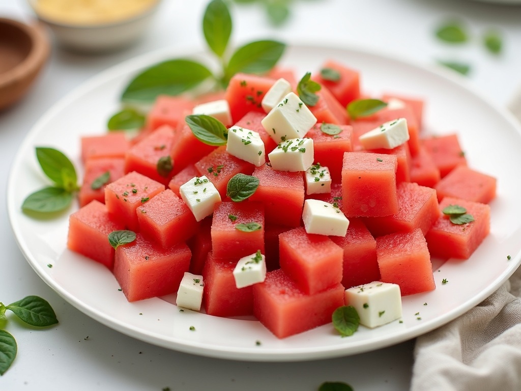 watermelon feta salad final plate Refreshing Summer Watermelon Feta Salad Recipe