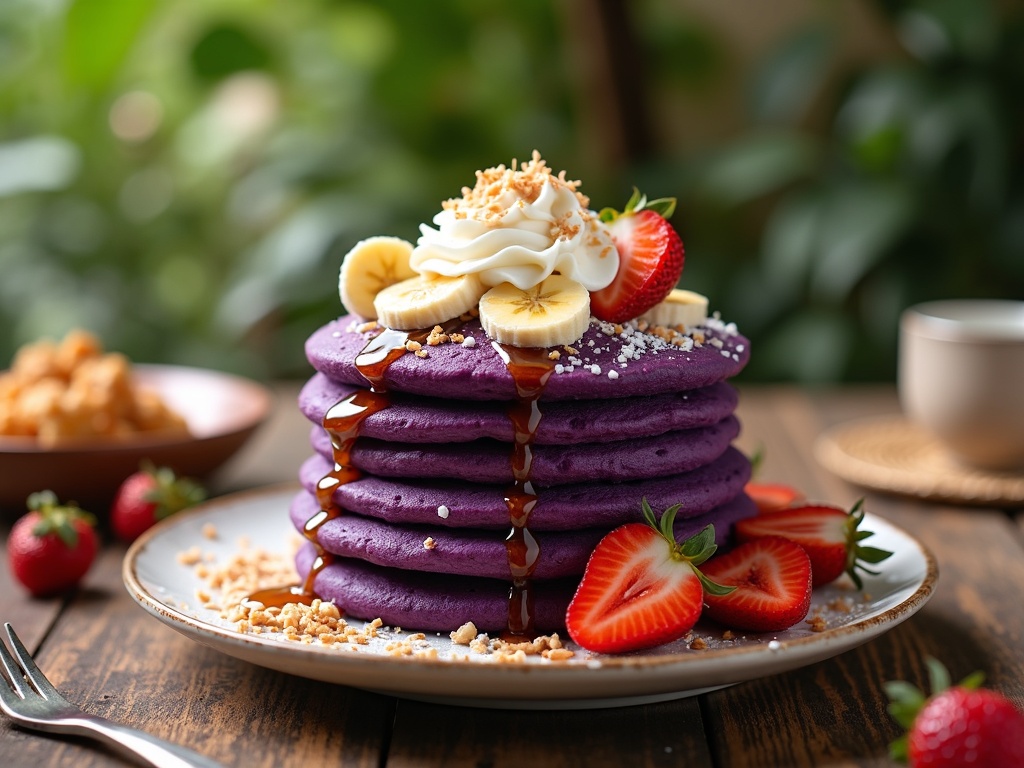 Ube mochi pancakes
