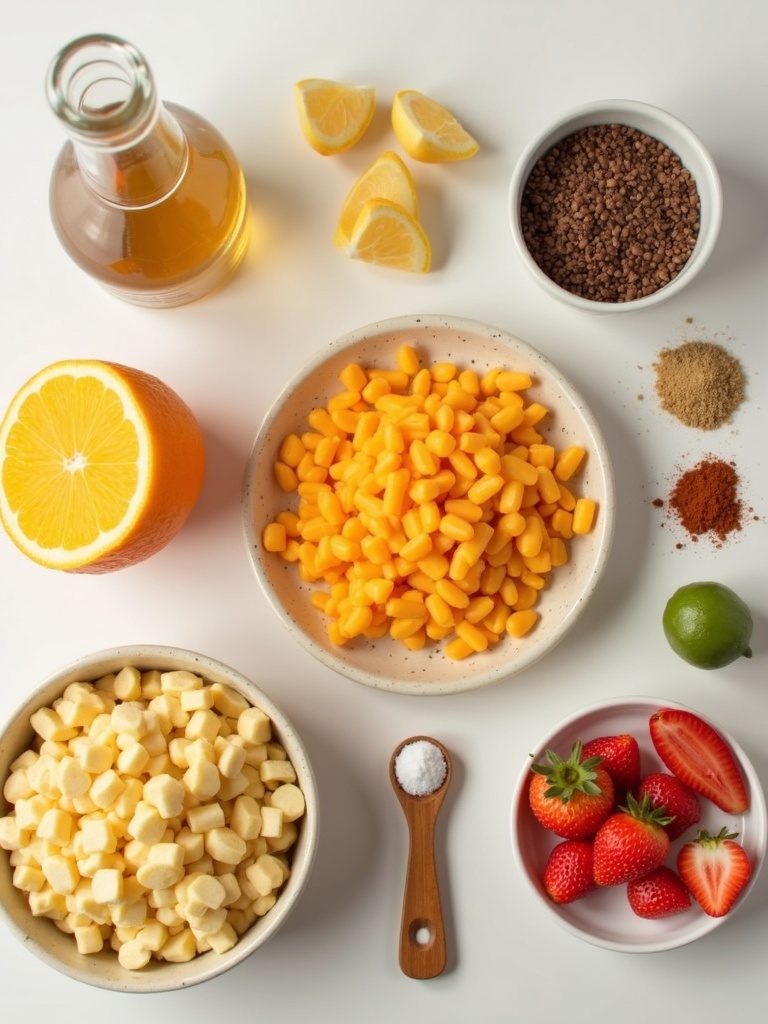 Various ingredients for making kids school snacks including fruits, nuts, cheese, and whole grains