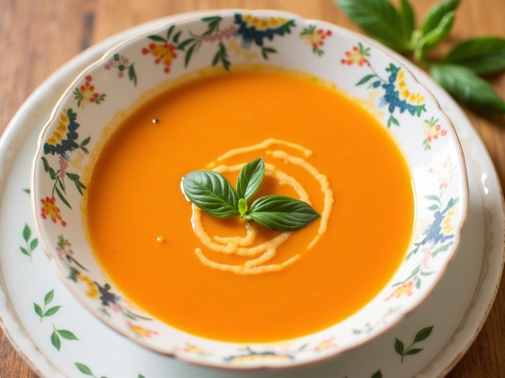 Creamy Tomato Basil Soup final plate