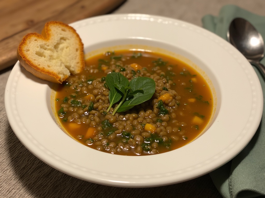 Lentil Soup with Spinach final plate