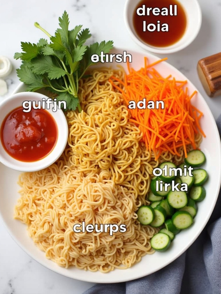 Spicy Ramen Lasagna ingredients
