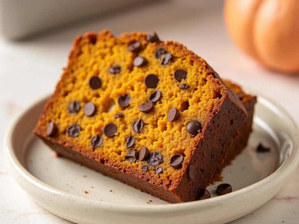 chocolate chip pumpkin bread final plate Irresistible Chocolate Chip Pumpkin Bread Recipe