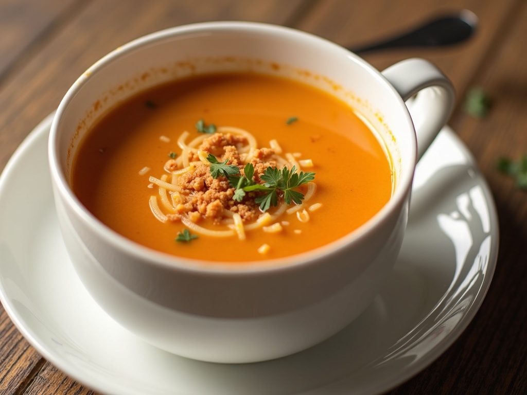 served cup a soup in a mug