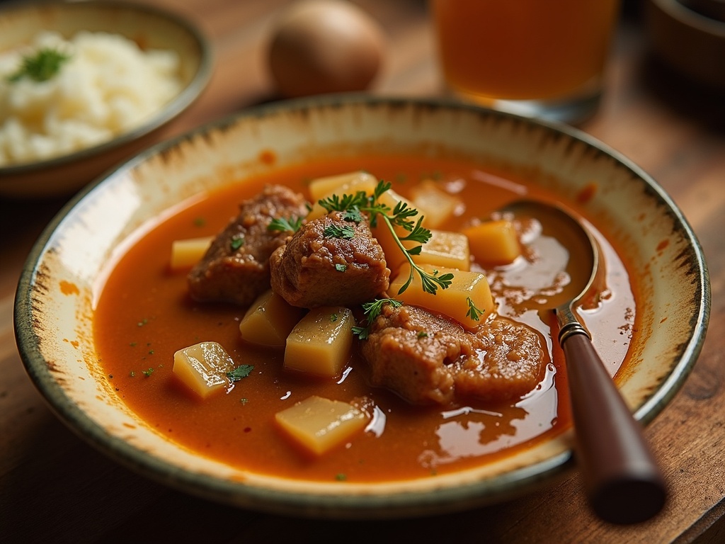A hearty pot roast cooked with Lipton onion soup mix, featuring tender slices of beef surrounded by roasted carrots, potatoes, and onions, all simmered in a rich, savory broth and garnished with fresh herbs.