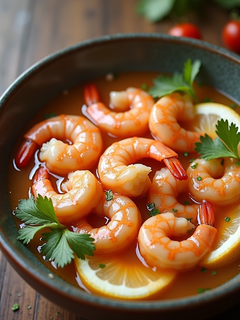 A step-by-step visual guide showing how to cook shrimp sinigang, including images of ingredients like shrimp, vegetables, and tamarind mix, boiling the broth in a pot, adding ingredients in sequence, and the final dish served hot in a bowl with steam rising.
